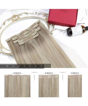 Buy Moresoo Clip In Extensions | Real Blonde Remy Hair - Ash Blonde #P18/613 - 5pcs 80g - Affordable 30cm Extensions - Buy Online on GoSupps.com