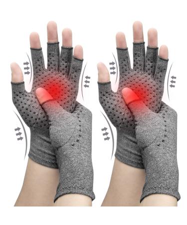 2 Pairs Arthritis Compression Gloves, Relieve Arthritis, Rheumatoid, Osteoarthritis, Carpal Tunnel Pain, Compression Gloves for Arthritis for Women & Men, Anti-Slip Glue dot Gloves for Work Medium