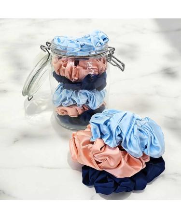 Millie & Boo Luxury Mulberry Silk Scrunchies Set of 3 - Light Blue Light Pink Navy Blue Hair Bands Hair Accessories for Women Hair Bobbles Gift for Women in Elegant Gift Box - Buy Online on GoSupps.com
