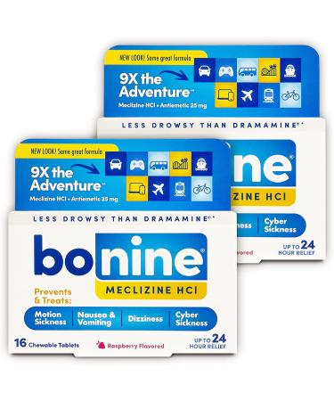 Bonine for Motion Sickness with Meclizine Hydrochloride, Chewable Tablets, 32 Count