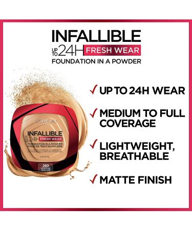 L'Oreal Paris Infallible Fresh Wear Foundation Powder - True Beige 0.31 oz | 24H Wear - Buy Online on GoSupps.com