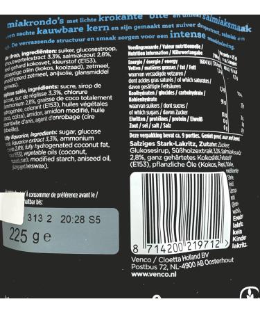  Venco Venco Salmiakrondo Liquorice Balls Salted with Salmiak Filling in Core I Dutch Licorice 225g (Pack of 10) - Buy Online on GoSupps.com