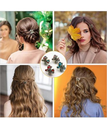 Kavya Small Crystal Butterfly Hair Clips - Vintage Slipproof Metal Mini Hair Grippers for Women & Girls (4 PCs) - Retro Hair Jewelry Accessories - Buy Online on GoSupps.com