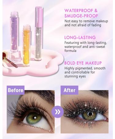 Glitter Mascara for Eyelashes Sparkling Colored Mascara Waterproof Long Lasting Diamond Mascara Smudge-Proof No Clumping Colorful Eyes Makeup for Women Wedding Stage Music Festival (03#Purple) - Buy Online on GoSupps.com