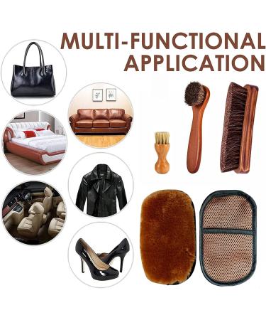 KY-Tech Premium Horsehair Shoe Brush Set - 4 Pieces for High Shine Polishing and Buffing Leather Shoes, Bags, Sofas, Boots, Car Seats, Interiors, and Furniture - Buy Online on GoSupps.com
