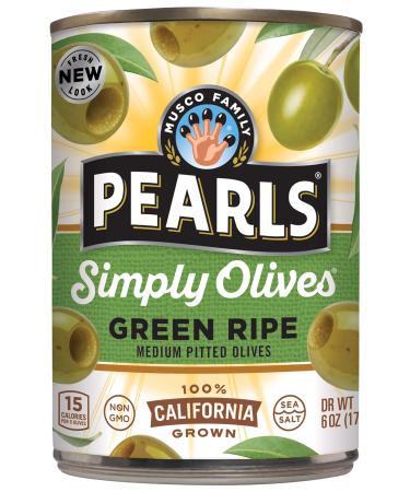 PEARLS Simply Olives Green Ripe Pitted Olives,Pack of 12 ,72 Ounce