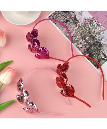 Valentine's Day Heart Headband Pack - Red, Pink, Rose Sequin Hair Hoops for Girls & Women - Buy Online on GoSupps.com