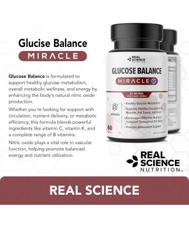 Real Science Nutrition Glucose Balance Natural Nitric Oxide Support for Healthy Glucose Metabolism Circulation Energy & Nutrient Utilization Metabolic Wellness Supplement - Buy Online on GoSupps.com