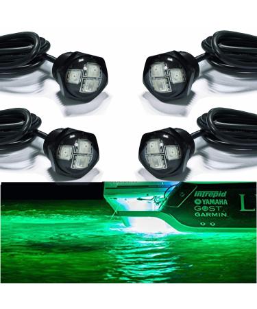 NBWDY 4Pcs RGB Marine Boat LED Lights APP IR Remote Control,IP68 Waterproof NPT Boat Drain Plug Light Underwater Lights for Boat Pontoon Kayak Yacht Steamship