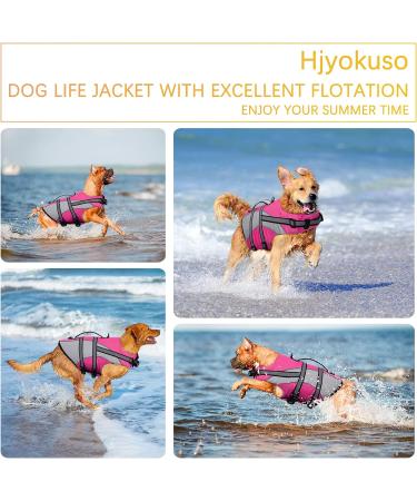 Hjyokuso X-Large Life Jacket for Dogs - Adjustable Ripstop & Reflective Swimming Aid with Buoyancy Handle - Ideal for Boating & Canoeing (Pink) - Buy Online on GoSupps.com
