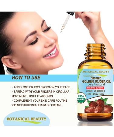 Botanical Beauty Organic JOJOBA OIL 100% Pure Natural VIRGIN UNREFINED Cold-Pressed Carrier Oil 0.5 Fl oz 15 ml for Face Skin Body Hair Lip Nails. Rich in Vitamin E Omega 6 Omega 9 - Buy Online on GoSupps.com