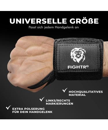 Fightr Wrist Bandages - 45cm Wrist Wraps for Fitness Powerlifting Bodybuilding & Crossfit Black | International Shipping Available - Buy Online on GoSupps.com