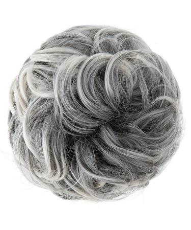 JJStar Large Bun Hair Part with Rubber Band | Gray & White Tips Hair Updo Extensions for Women & Girls - Buy Online on GoSupps.com