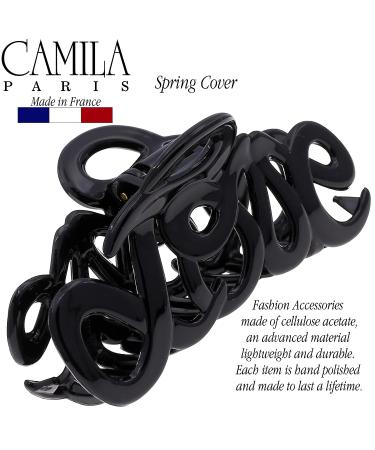 Camila Paris CP3026 French Hair Clip 3.25 inch Black Cellulose Claw Clip - Durable Fashion Accessory with Strong Hold, No Slip Grip - Made in France - Buy Online on GoSupps.com