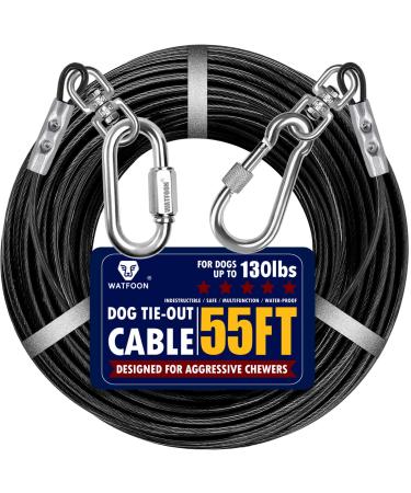 16.8 m long dog cable pet runner holding cable 3 m 6 m 9 m 12.2 m 15.2 m 19.8 m robust training leash Kauffest card amping park (16.8 m) 16.8 m black 55ft