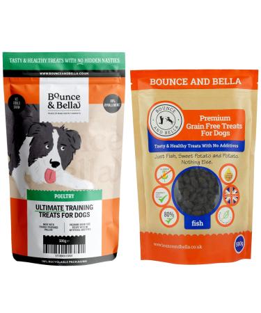 Bounce and Bella Grain Free Training Treats made with Freshly Prepared Ingredients (1 Poultry & 1 Fish 2 Pack 1000g) - Buy Online on GoSupps.com