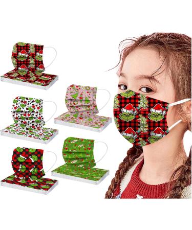 100Pcs Kids Grinch Disposable Face_Mask - Christmas Childrens Face_Mask Assorted Colors Design Boys Girls 3-Ply Face_Covering (Grinch F) - Buy Online on GoSupps.com
