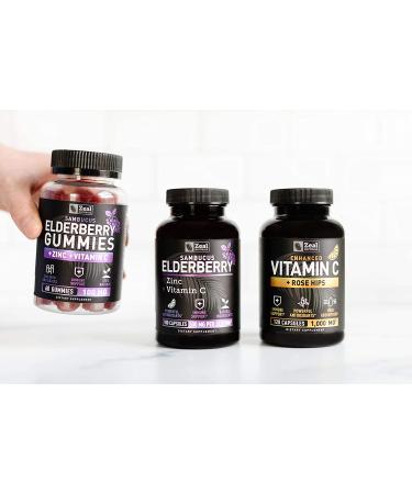 Max Strength Elderberry Capsules with Zinc & Vitamin C | 500mg Immune System Support | Black Sambucus Elderberry | 100 Count | 3-in-1 Support for Adults - Buy Online on GoSupps.com