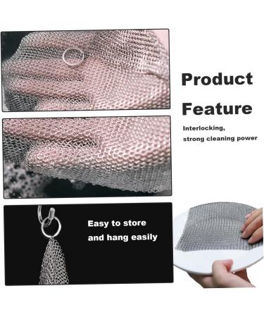 Cast Iron Cleaner Non-Scratch Stainless Steel Scourer 20x20 cm Nonstick Oil Chainmail Scrubber for Kitchen Pans Pot Griddles Skillets Cookware Chainmail Scrubber - Buy Online on GoSupps.com