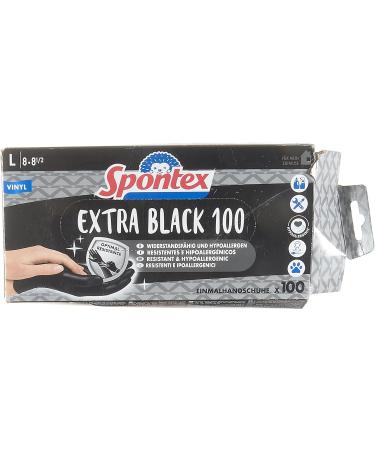 Shop Spontex Extra Black Tedisely Vinyl Gloves - Unpowdered Latex-Free Size L 100 Pack - Versatile & Practical for All Needs - Buy Online on GoSupps.com