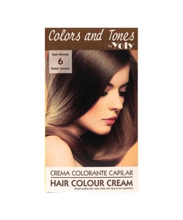 Yoly Color and Tones Permanent Hair Color Cream - 6 Dark Blonde - Subtle Natural Shades - Long-Lasting Color - Easy Application