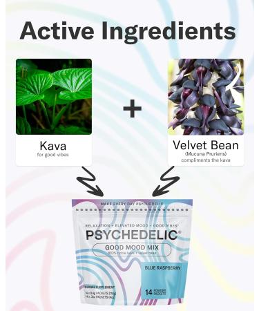 Psychedelic Water Calming Kava Drink Mix (14x5.5g) Flavored Kava Powder - Calming Drink Powder Packets - Easy Open Single Serving Drinks - 14 Calm Packets - Blue Raspberry - Buy Online on GoSupps.com