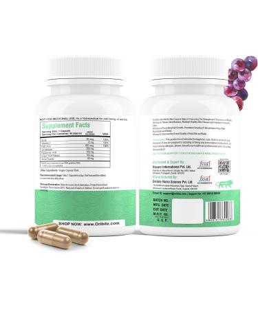 ORIBITE Hair Nail & Skin Supplement | Biotin Grape Seed Extract & Amla | Stronger Hair Healthier Nails & Glowing Skin | 500mg 60 Veg Capsules | Non-GMO Gluten Free - Buy Online on GoSupps.com