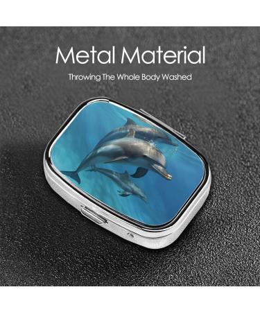 Dolphins Art Small Pill Case - Cute 2 Compartment Travel Pill Box Organizer for Pocket Purse Gifts - Buy Online on GoSupps.com