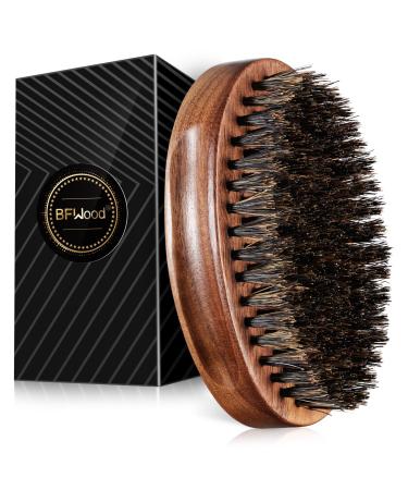 BFWood Boar Bristle Beard Brush - Black Wood Walnut Military Style