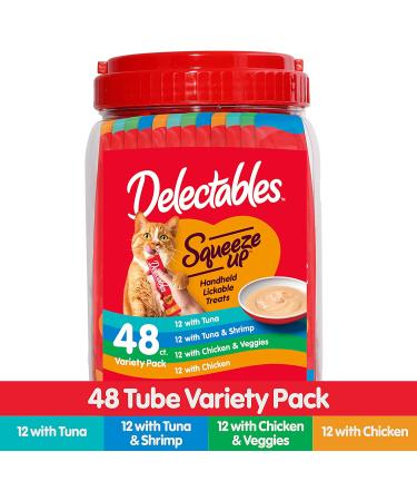 Hartz Delectables Squeeze Up Wet Cat Treats 48-Count Variety Pack for Adult & Senior Cats - 0.5 oz Each - Buy Online on GoSupps.com