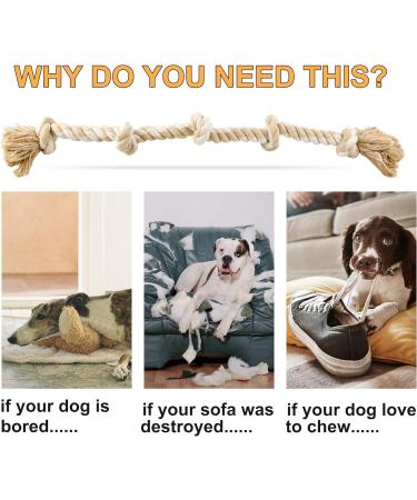 Fida 90cm 5 Knots Dog Rope Toy for Large/Medium Aggressive Chewers - Indestructible Natural Cotton Tug of War Chew Toy for Teeth Cleaning - Buy Online on GoSupps.com