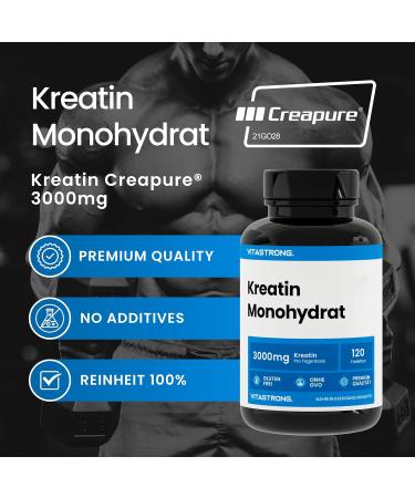 100% CRAPURE Creatine Monohydrate Capsules - Vitastrong | Fine & Soluble for Muscle Mass & Pre-Workout Boost | International Shipping Available - Buy Online on GoSupps.com