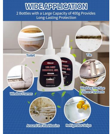 Mould Remover Gel 2 Pack Powerful Black Mold Remover Gel 400g Large Capacity Mould And Mildew Remover Deep Mould Cleaner for Bathroom Washing Machine Seal Kitchen Sink Grout Tile Toilet - Buy Online on GoSupps.com