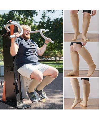 Zfsock Compression Stockings for Thick Calves - 20-30mmHg Medical Support Socks for Men & Women - Oversized Travel & Sport Socks - Perfect for Nurses & Flights - Skin Color - Couple Size 5XL - Buy Online on GoSupps.com