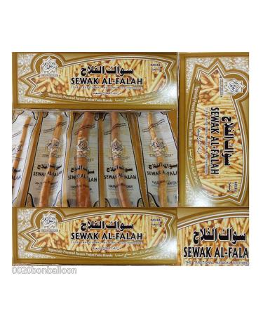 bonballoon 6 Pcs Al Falah Siwak Meswak Miswak Miswak Arak Peelu Al Falah Chewing Stick with Natural Flavor Herbal Toothbrush Vacuum Sealed Breath Freshener (Six Tooth Sticks)