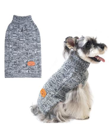BEAUTYZOO Small Dog Sweater -Turtleneck Pullover Classic Cable Knit Fuzzy Winter Coat Dog Cold Weather Clothes for Small Medium Dogs Puppy Girl Boys(Retro Grey, M) Medium Grey