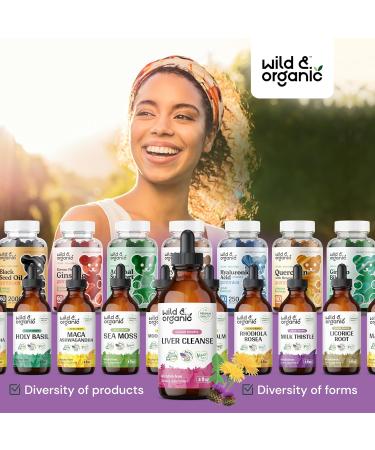 Wild & Organic Liver Cleanse Tincture - Alcohol-Free Detox with Milk Thistle & Dandelion Root - Vegan Liver Health Drops - 4 fl oz - Buy Online on GoSupps.com