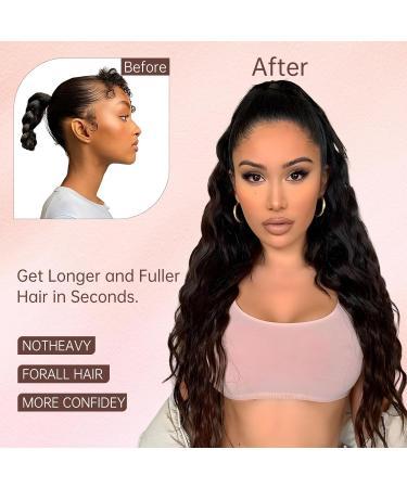 32 Inch Drawstring Ponytail Extension | Long Curly Wavy Hairpiece for Women | Synthetic Hair | Light Auburn - Buy Online on GoSupps.com