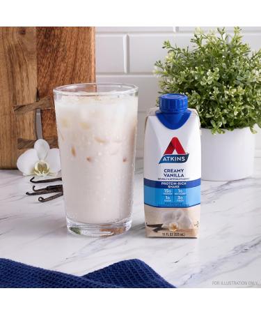 Atkins Creamy Vanilla Protein Shake, 15g Protein, Low Glycemic, 2g Net Carb, 1g Sugar, Keto Friendly, 12 Count (Pack of 2) - Buy Online on GoSupps.com