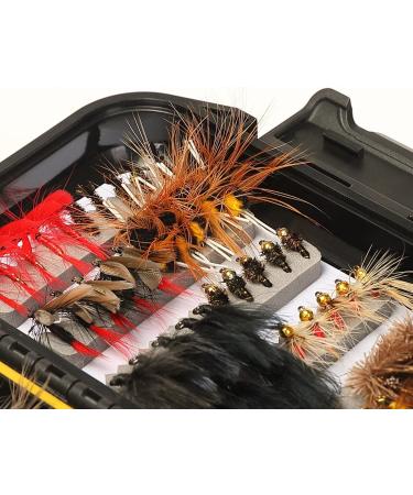 FISHINGSIR Fly Fishing Flies Kit - 100 Handmade Dry/Wet Flies + Waterproof Fly Box - Must-Have Series for Streamer, Nymph, and Emerger - Buy Online on GoSupps.com
