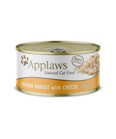 Applaws 100% Natural Wet Cat Food Chicken with Cheese 156 g Tin (Pack of 24) Chicken with Cheese in Broth 3.74 kg (Pack of 1)