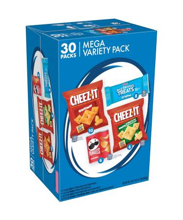 Kellogg's Mega Variety Pack (MVP) Snacks, Lunch Snacks, Office and Kids Snacks, Variety Pack, 30.1oz Box (30 Snacks) Cheez It, Pringles, Rice Krispies Treats 30 Piece Set