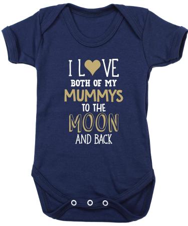 Hippowarehouse I love both my mummys to the moon and back baby vest bodysuit (short sleeve) boys girls