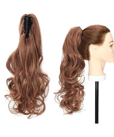 45cm Wavy Light Auburn Claw Clip-In Ponytail Extensions Real Hair Look - Buy Online on GoSupps.com