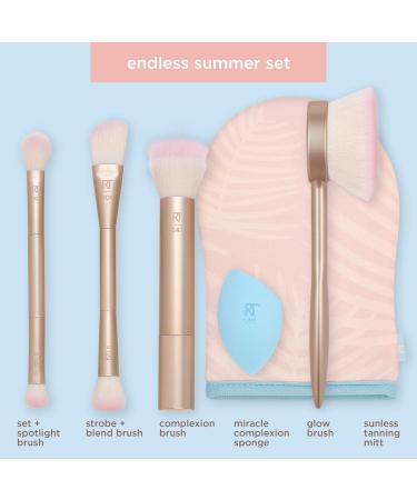 REAL TECHNIQUES Endless Summer Makeup Brush Kit Face Brushes For Foundation and Powder Premium Quality 6 Piece Set Pink - Buy Online on GoSupps.com