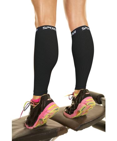 Physix Gear Sport Wade Protection for heavy legs - calf compression for men and women - for faster relaxation of the calves S -M Black (1 pair)