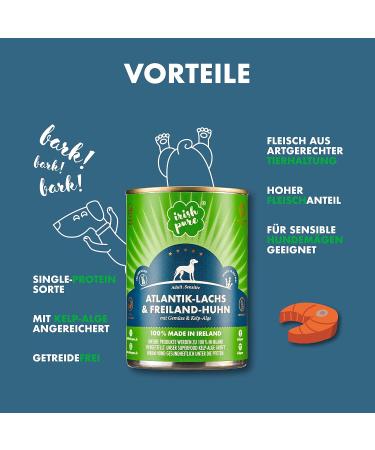 Irish Pure Premium Wet Dog Food - Atlantic Salmon | Cereal-Free | 6x390g | Superfood Kelp | Vitamins | Sensitive Formula | All Breeds - Buy Online on GoSupps.com
