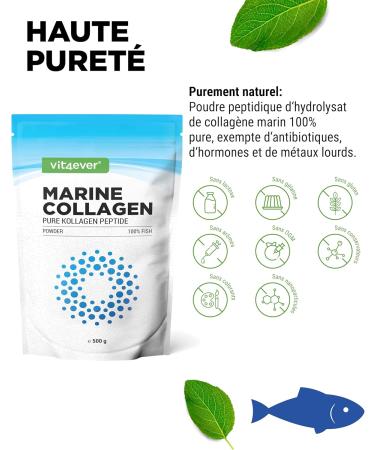  Vit4ever Marine Collagen Powder 500g - Bioactive Collagen Peptides - Premium Fish Collagen Hydrolysate - Perfect Solubility - Taste-Neutral and Highly Concentrated - Marine Collagen Peptides - Buy Online on GoSupps.com