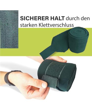 Fleece Bandages for Horses - Velcro Fastener 4-Set with Storage Bag | Dark Green for Shetland Pony (Shetty) - Buy Online on GoSupps.com