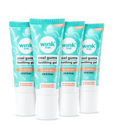 Wink Naturals Baby Teething Relief for Infants and Kids Cooling Soothing Natural Gel for Sore Gums and Other Teething Discomfort (4 Pack 15 ml Each)